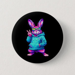 Funny Cool Rabbit Hip Hop Bunny Easter Men Boy Tee 6 Cm Round Badge