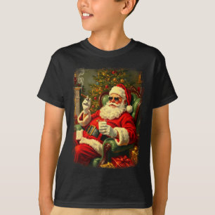 Funny Cool Sungles Cigar And Milk Santa Christmas  T-Shirt