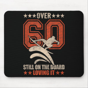 Funny Cool Surfer Dude Surfboard 60 Year Old Surfi Mouse Pad