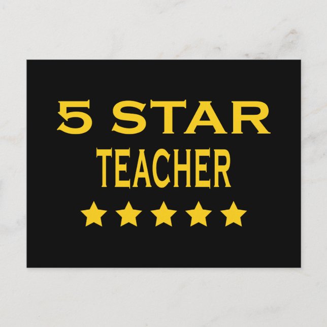 Funny Cool Teachers : Five Star Teacher Postcard (Front)