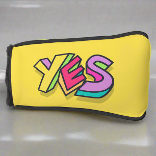 Funny Cool "YES" Bold yellow Colors Trendy Sports  Golf Head Cover