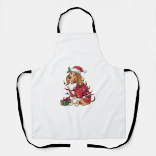 Funny Coonhound Xmas Lighting Santa Coonhound Dog Apron