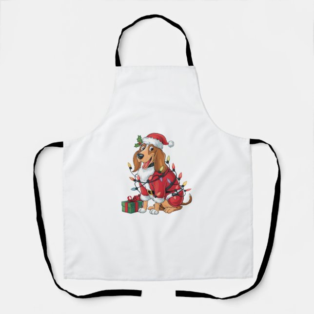 Funny Coonhound Xmas Lighting Santa Coonhound Dog  Apron (Front)