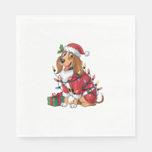 Funny Coonhound Xmas Lighting Santa Coonhound Dog Napkin