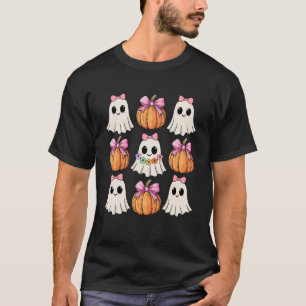 Funny Coquette Bow Pumpkin Halloween Ghost Spooky  T-Shirt