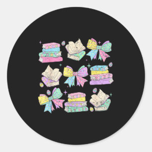 Funny coquette bunny bow rabbit teacher books classic round sticker