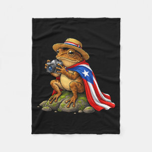 Funny Coqui Frog Puerto Rico Design Fleece Blanket