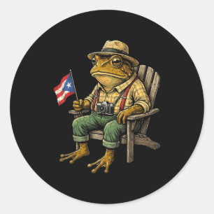 Funny coqui frog puerto rico flag taino boricua classic round sticker