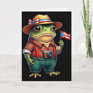 Funny Coqui Frog Puerto Rico Flag Taino Boricua Hi Card