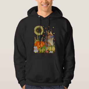 Funny Corgi Amp Pumpkin Dog  Sunflower Fall Thanks Hoodie