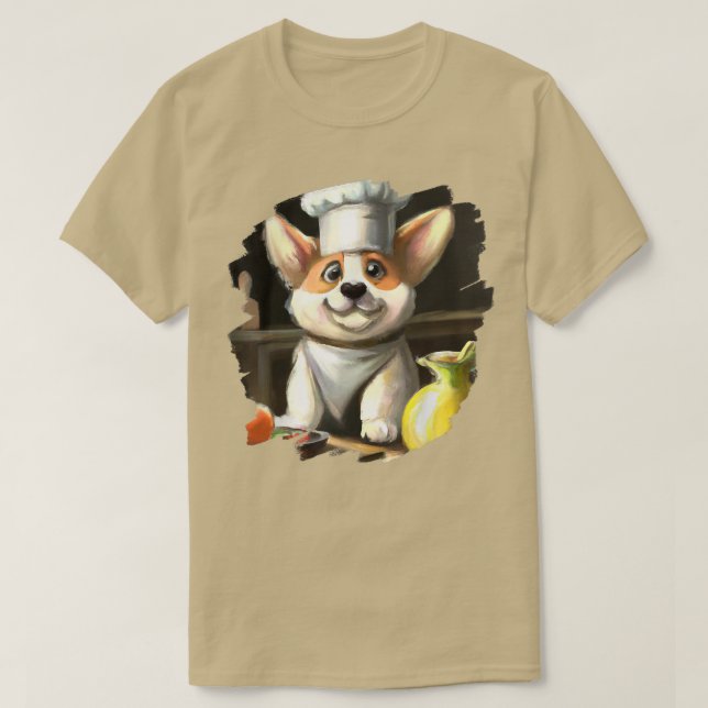 Funny Corgi Chef Cooking Food Dog Corgi  T-Shirt (Design Front)