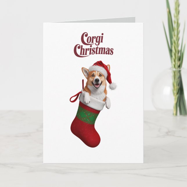 Funny Corgi Christmas Holiday Card (Front)