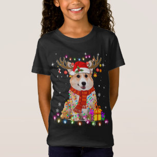Funny Corgi Christmas Reindeer Christmas Lights Pa T-Shirt