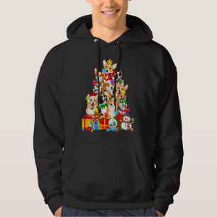 Funny Corgi Christmas Tree Lights Dog Hoodie