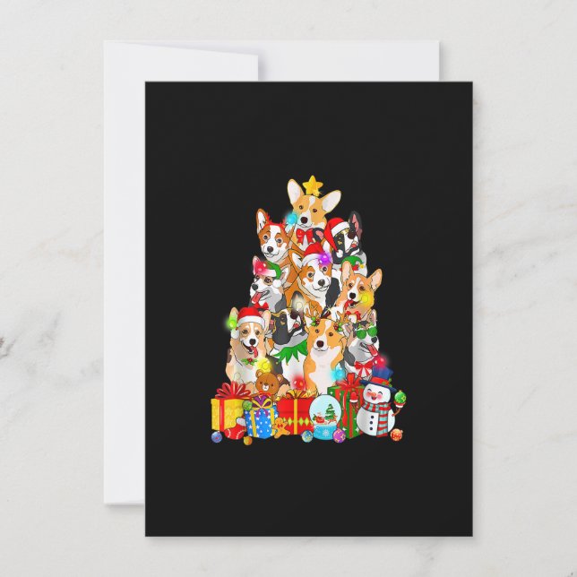 Funny Corgi Christmas Tree Lights Gift Dog Lover Invitation (Front)