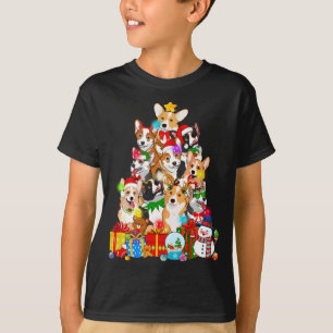 Funny Corgi Christmas Tree Lights Puppy Corgi Dog  T-Shirt