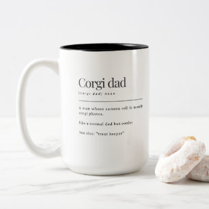 Funny Corgi Definition Corgi Dad Birthday Gift Two-Tone Coffee Mug