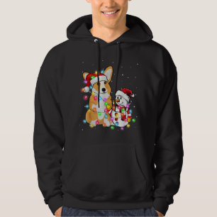 Funny Corgi Dog Christmas Snowman Xmas Lights Paja Hoodie