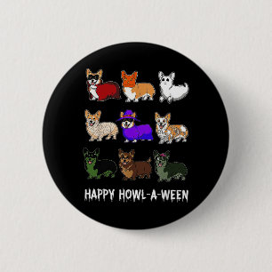 Funny Corgi Dog Halloween Happy Howl-o-ween 6 Cm Round Badge