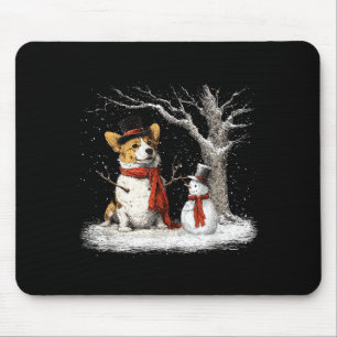 Funny Corgi Dog In The Snow Tree Christmas Winter  Mouse Pad