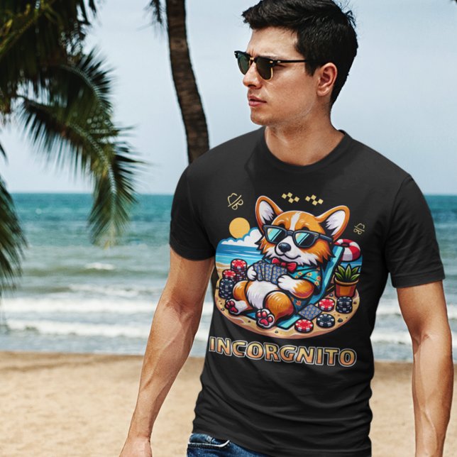 Funny Corgi Dog Incorgnito Playing Poker T-Shirt (Creator Uploaded)