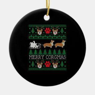 Funny Corgi Dog Lover Owner Corgi Ugly Christmas Ceramic Tree Decoration