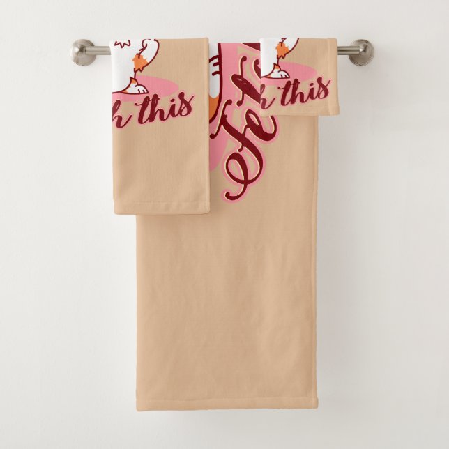 Funny Corgi Dog Middle Finger Fetch This Bath Towel Set (Insitu)