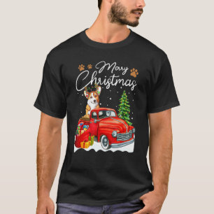 Funny Corgi Dog Red Truck Christmas Snow Xmas Tree T-Shirt