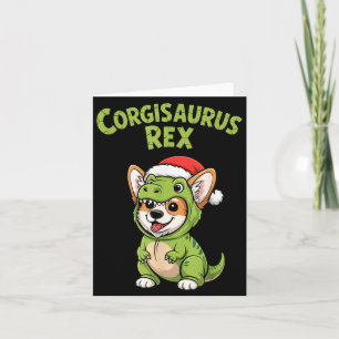 Funny Corgi Dog T-rex Costume Christmas Kids Boys Card