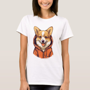 Funny Corgi Dog Wearing Hoodie T-Shirt