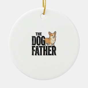 Funny Corgi Dogfather Vintage Engraving T-Shirt De Ceramic Tree Decoration