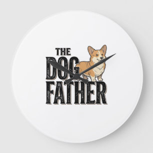 Funny Corgi Dogfather Vintage Engraving T-Shirt De Large Clock