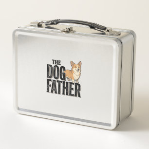 Funny Corgi Dogfather Vintage Engraving T-Shirt De Metal Lunch Box