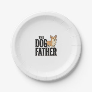 Funny Corgi Dogfather Vintage Engraving T-Shirt De Paper Plate
