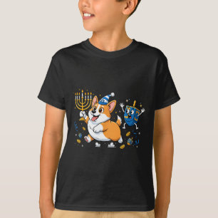 Funny Corgi Dreidel Menorah Hanukkah Kids Womens M T-Shirt