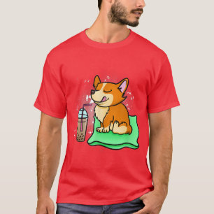 Funny Corgi Drinking Boba Tea Bubble Tea Dog Lover T-Shirt