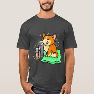 Funny Corgi Drinking Boba Tea Bubble Tea Dog Lover T-Shirt