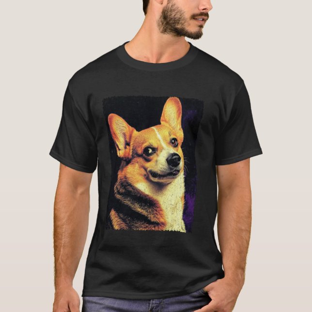 Funny Corgi Face Meme Dog T-Shirt (Front)
