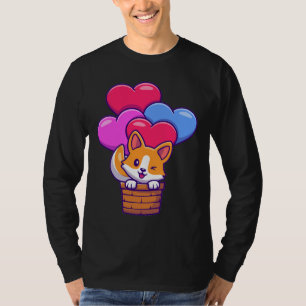 Funny Corgi Flying With Balloons T-Shirt