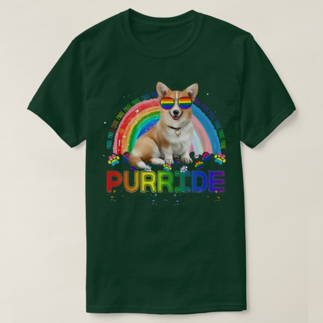 Funny Corgi Gay Priderainbow Sunglasses Lgbtq706 T-Shirt (Design Front)