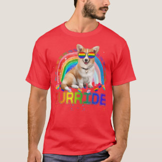 Funny Corgi Gay PrideRainbow Sunglasses LGBTQ  T-Shirt