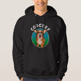 Funny Corgi Geek Corgeek Book  Design Graphic  30 Hoodie