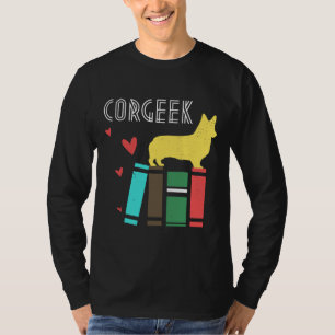 Funny Corgi Geek Corgeek Book  Design Print T-Shirt