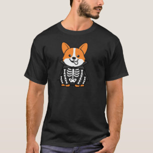 Funny Corgi Halloween Skeleton Vampire Cape Dog T-Shirt