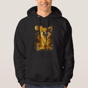 Funny Corgi Howling at The Moon Hoodie