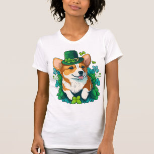 Funny Corgi Lover Shamrock Happy St Patricks Day T-Shirt