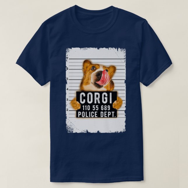 Funny Corgi Mug Shot714 T-Shirt (Design Front)