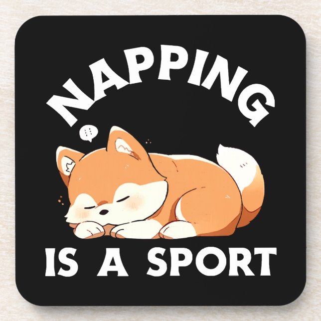 Funny Corgi Napping Is a Sport Dog Lover Coaster (Front)