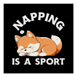 Funny Corgi Napping Is a Sport Dog Lover Poster