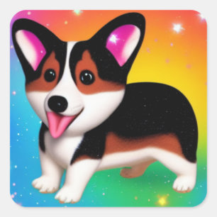 Funny Corgi Puppy Dog   Square Sticker